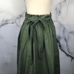 🦋UNIQLO🦋 green paper bag waist midi skirt